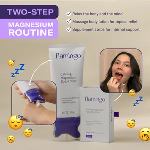 Flamingo Calming Magnesium Dual-Action Kit Body Care: Magnesium Supplement with Massage Lotion & Better-Absorbing Strips