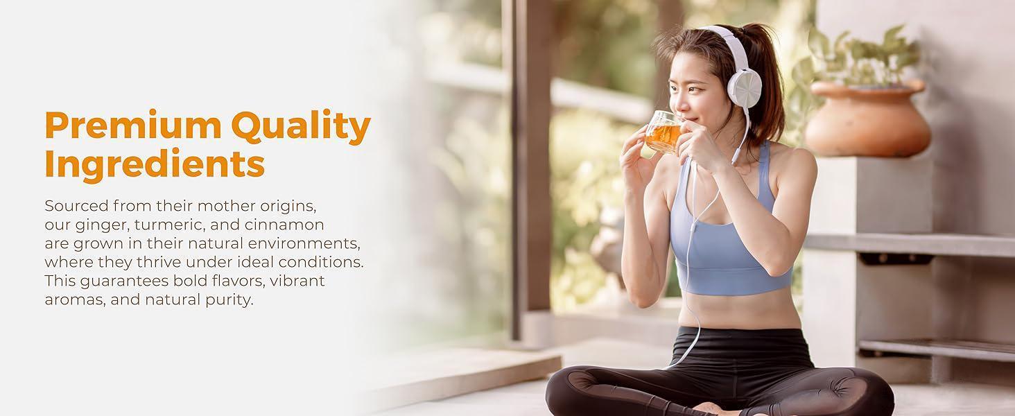 Tea Bags Turmeric Ginger Cinnamon Tea,100% Natural, Hand-made Blend of Turmeric, Ginger, and Cinnamon.No Sugar,No Caffeine,No Gluten,Vegan. Tea Bags Turmeric Ginger Cinnamon Tea,100% Natural, Hand-made Blend of Turmeric, Ginger, and Cinnamon.No Sugar,No Caffeine,No Gluten,Vegan.