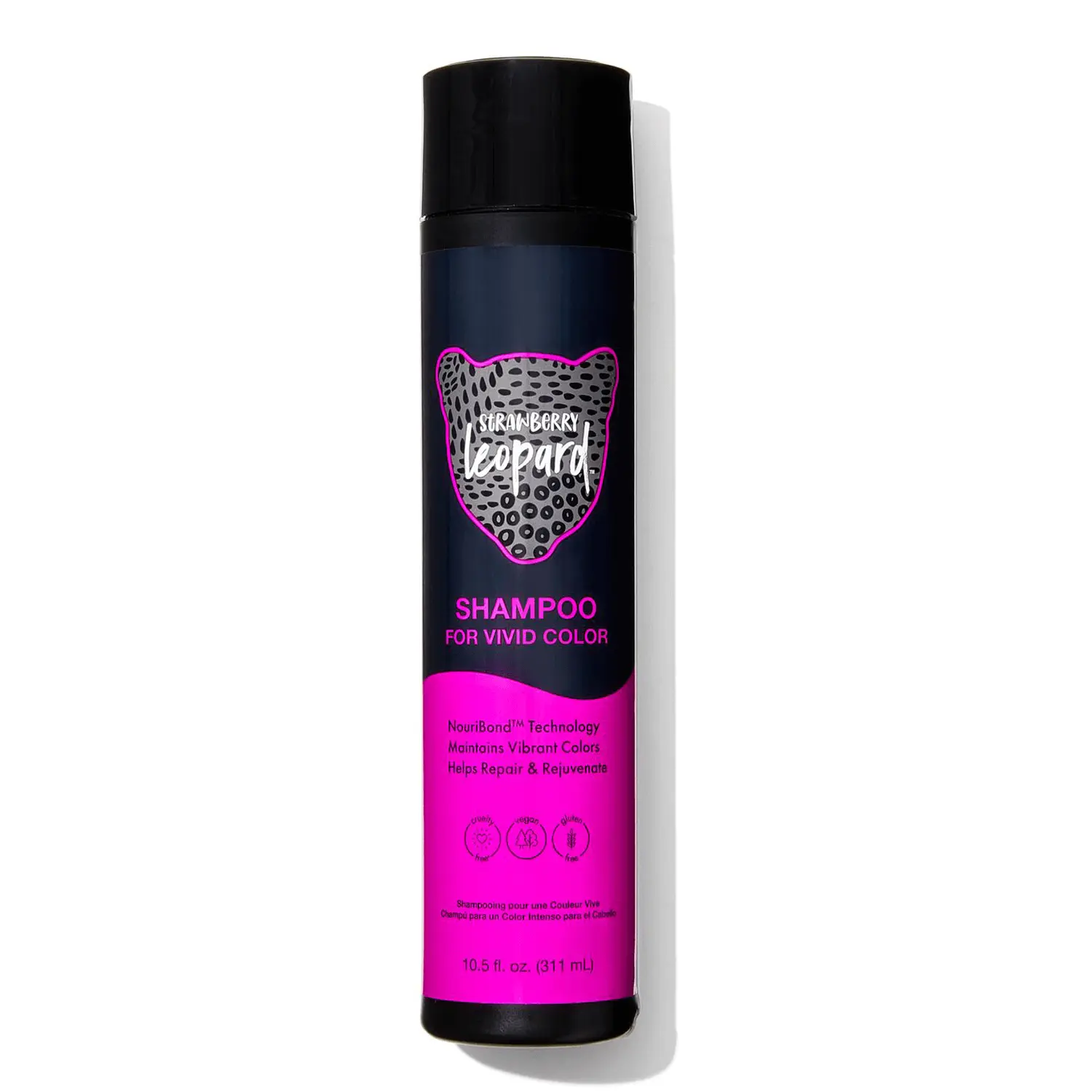 Strawberry Leopard Shampoo for Vivid Color, Repairs and Rejuvenates Hair, All Hair Types & Textures, Vegan, Gluten, CrueltyFree, 10.5 Fl. Oz.