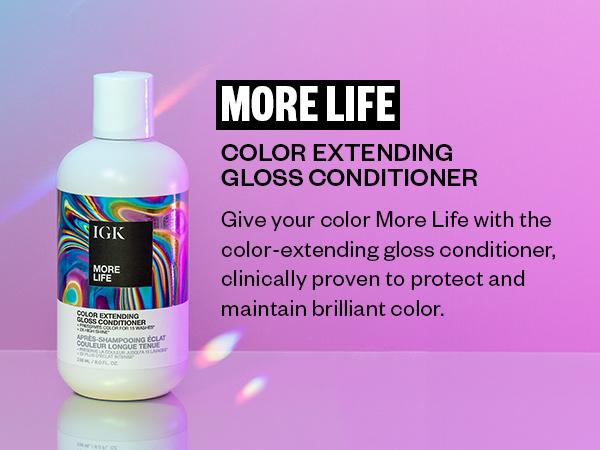 IGK EXPENSIVE + MORE LIFE Haircare Cleansing Set with Color Extending Gloss Shampoo & Conditioner for Brilliance