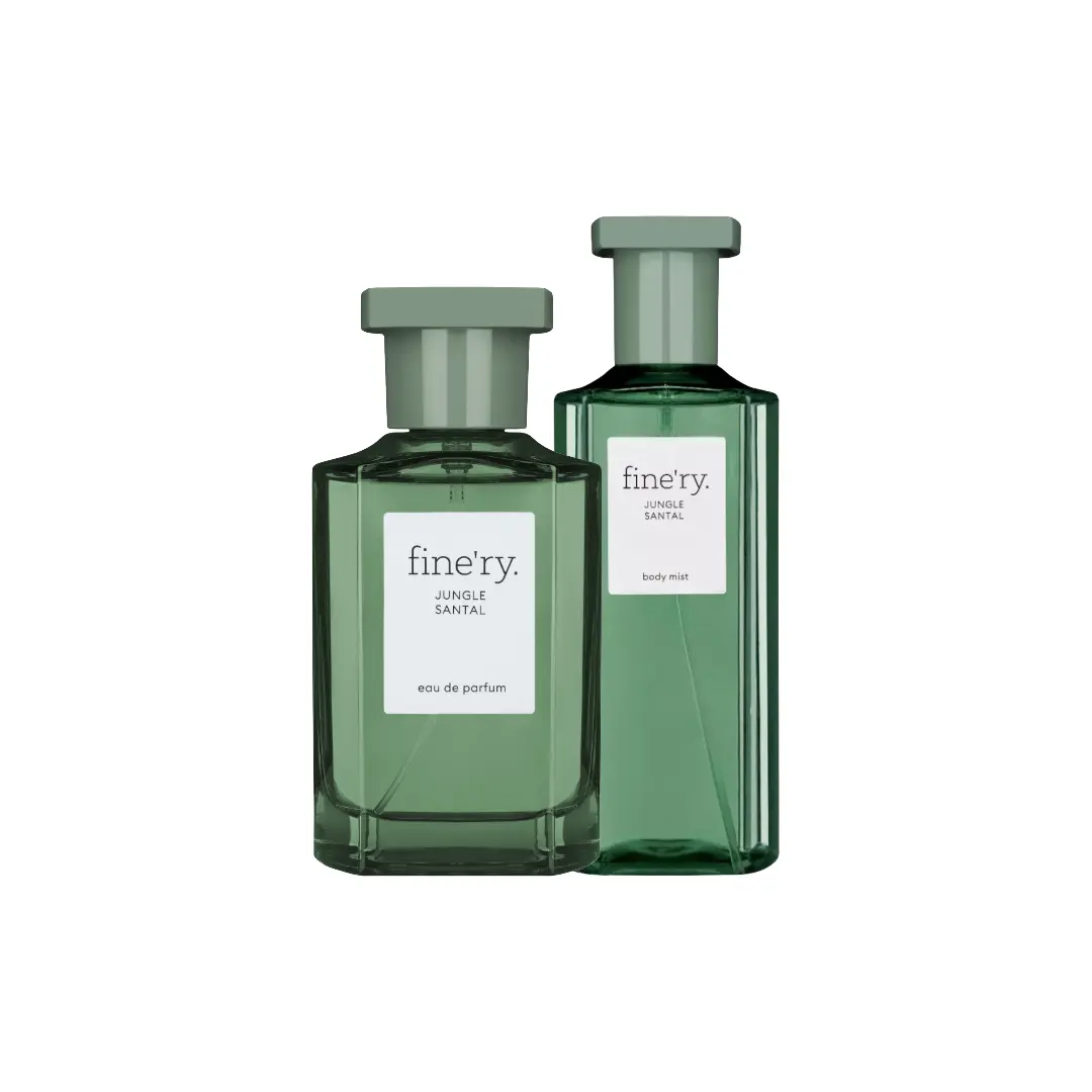 fine'ry Jungle Santal Bundle - 60ml EDP with Captivating EDP Scents, 150ml Earthy Woody Fragrance Body Mist for Women, Spicy, Women's Fragrance