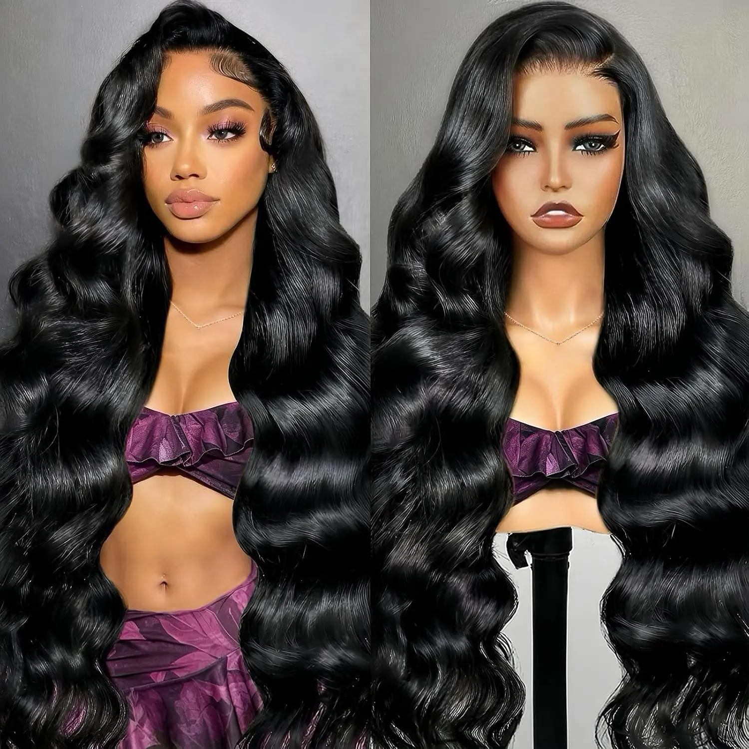 Body Wave Human Hair Wig 13x6 HD Lace Front Wigs Human Hair | 200 Density Natural Black Human Hair Wig Pre Plucked 12A HD Lace Frontal Wigs Human Hair  Virgin Glueless Wigs for Women