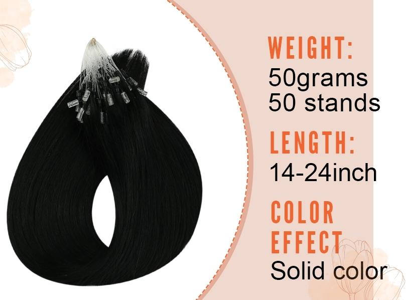 Sunny Hair Micro Link Human Hair Extensions 14-24 Inch 50 Strands Soft Comfortable for Women Full Volume Daily Use