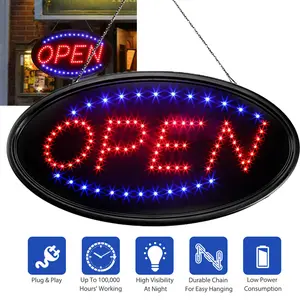 LED Open Sign, 19''x10" Bright Sign Flashing Light for Business Walls Window Shop Bar Hotel, Two Modes, for Holidays Party Led Signs Led Backlit