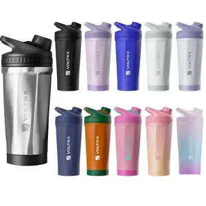 VOLTRX ChillMix Electric Protein Shaker Sports Water Bottle Insulated Stainless Steel - USB C Rechargeable Cups for Protein Shakes Pre Workout and Meal Replacement 16 oz