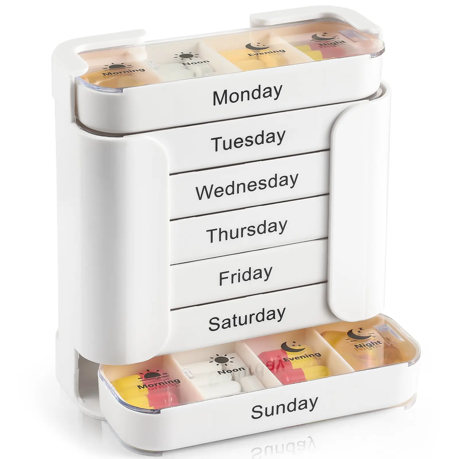 7 Day Large Capacity Portable Pill Organizer Box, Vitamin Organizer, Vitamin Dispenser, Supplement Organizer, Detachable Daily Compartments, Weekly Medication Planner, Travel Medicine Storage Case