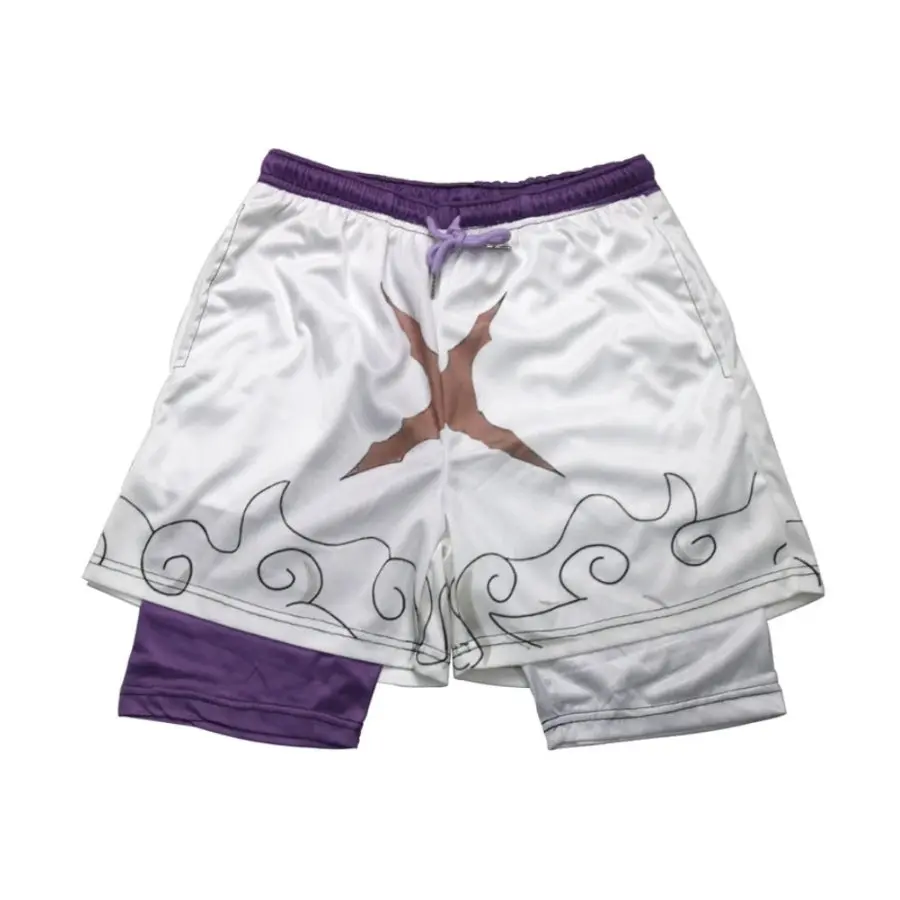 Luffy One piece Men's Anime Graphic Gym Shorts Quick Dry Drawstring Mesh Athletic Running Shorts with Liner