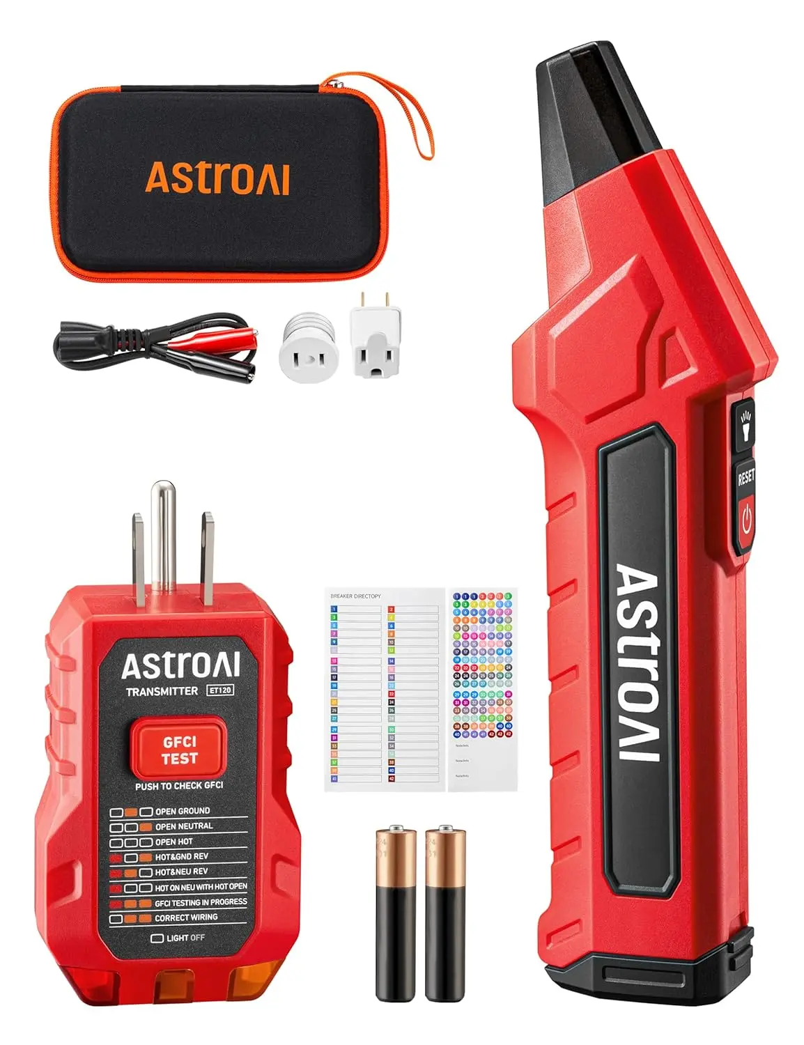 AstroAI Portable Power Circuit Tester Tool Kit - Integrated GFCI Tester, Handle, Car Diagnostics Tool, 4 Adapters, Light Socket Plug, Audio Visual Quick Indicators, Quick & Accurate Circuit Targeting for Home/Workshop
