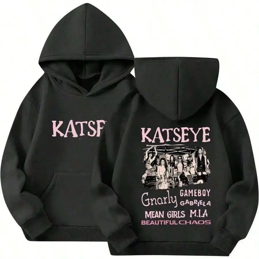 KATSEYE Music Album Graphic Hoodie K-Pop Fan Apparel Unisex Long Sleeve Hooded Sweatshirt Casual Streetwear Pullover,clothes for back to school,first day of school outfits