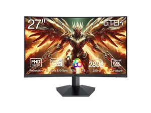 GTek 280Hz Gaming Computer Monitor, 27 Inch Frameless Display Full HD 1920 x 1080P, Curved 1500R, VA 1ms MPRT, FreeSync, DisplayPort/HDMI, 90% DCI-P3 - F2740C