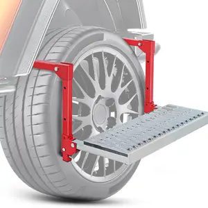 Nilight Heavy-Duty Folding Metal Tire Step - Anti-Slip Steel Surface, 10-15in Adjustable Width & Height, 5 Positions, 350 lbs Capacity, Easy Install & Adjust, Supports Truck/SUV/RV, Folds for Storage, Red Father’s Day Gift, Car Accessories, Vehicle Access