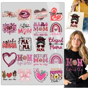 20PCS DTF Mother’s Day Heat Transfer Bundle Heat Press Ready–  Mom Mama Designs for DIY Apparel Iron On for Shirts, Bags & Pillows