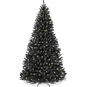Best Choice Products Artificial Christmas Tree, Premium Pre-Lit Spruce Design, Dense Branches – Black Spruce