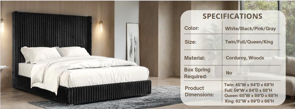 Santorini Modern Contemporary Fur Chenille Fabric Minimalist Platform Bed Santorini Modern Contemporary Fur Chenille Fabric Minimalist Platform Bed