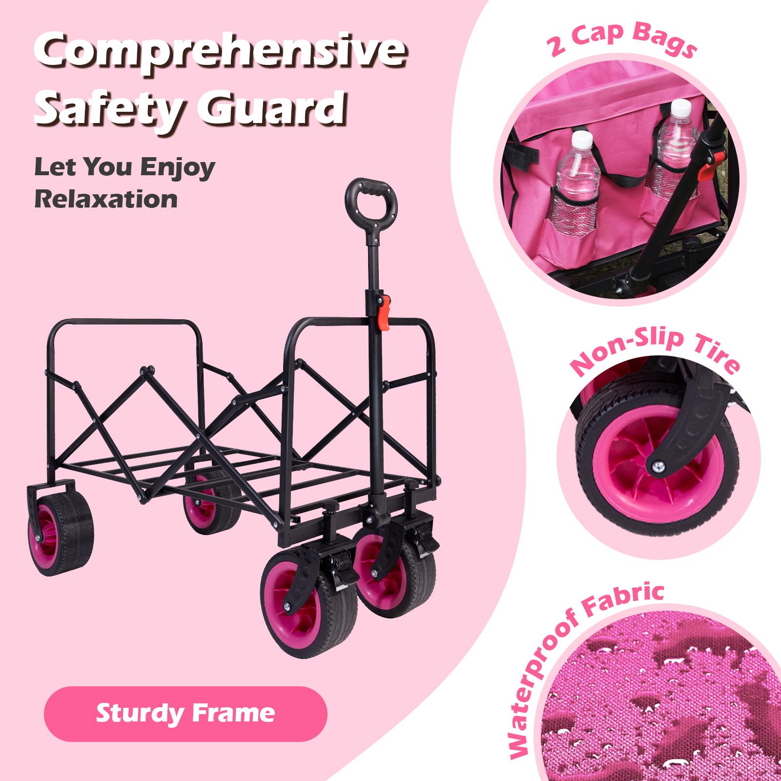 【New Arrival】330 lbs Heavy-Duty Foldable Wagon, Lightweight Collapsible Cart with Wheels, Flexible Handle Utility Wagon for Garden Work, Camping, Sports & Grocery Runs