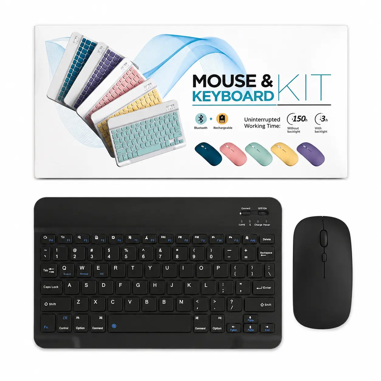 Wireless Bluetooth Keyboard and Mouse Combo Set for iPad iPhone Android Tablet Mac PC Portable ABS Compact Keyboard & Mouse for Mobile Office Remote Work & Travel Setup lightweight design pink keyboards gaming rgb