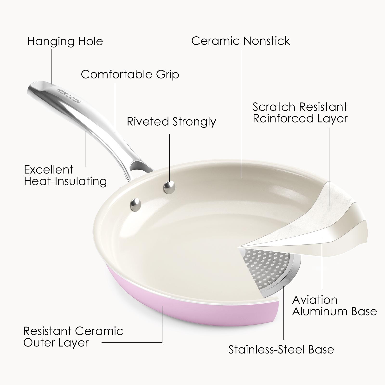 Kikcoin Nonstick Frying Pans Set, Ceramic Pan Skillet, Non Toxic Pans for Cooking, 8" 9.5" 11" Ceramic Frying Pan Set PFAS & PTFE & PFOA Free with Stay Cool Handle, Dishwasher & Oven Safe Kikcoin Nonstick Frying Pans Set, Ceramic Pan Skillet, Non Toxic Pans for Cooking, 8" 9.5" 11" Ceramic Frying Pan Set PFAS & PTFE & PFOA Free with Stay Cool Handle, Dishwasher & Oven Safe