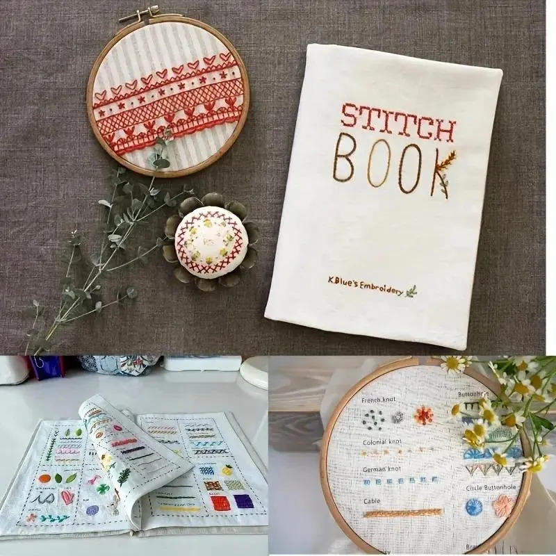 Small Needlework Book - Cross Stitch & DIY Embroidery Sewing Stitch Tutorial Guide, Handmade Craft Learning Resource, Unisex Gift for Embroidery Beginners
