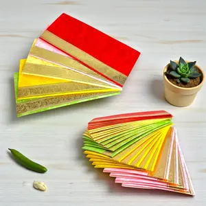 Elegant Ribbon Stripe Money Envelopes | Handcrafted Shagun Lifafa for Weddings, Diwali, Eid | Thoughtful Gift, Assorted Colors (Set of 25, 50, 100)