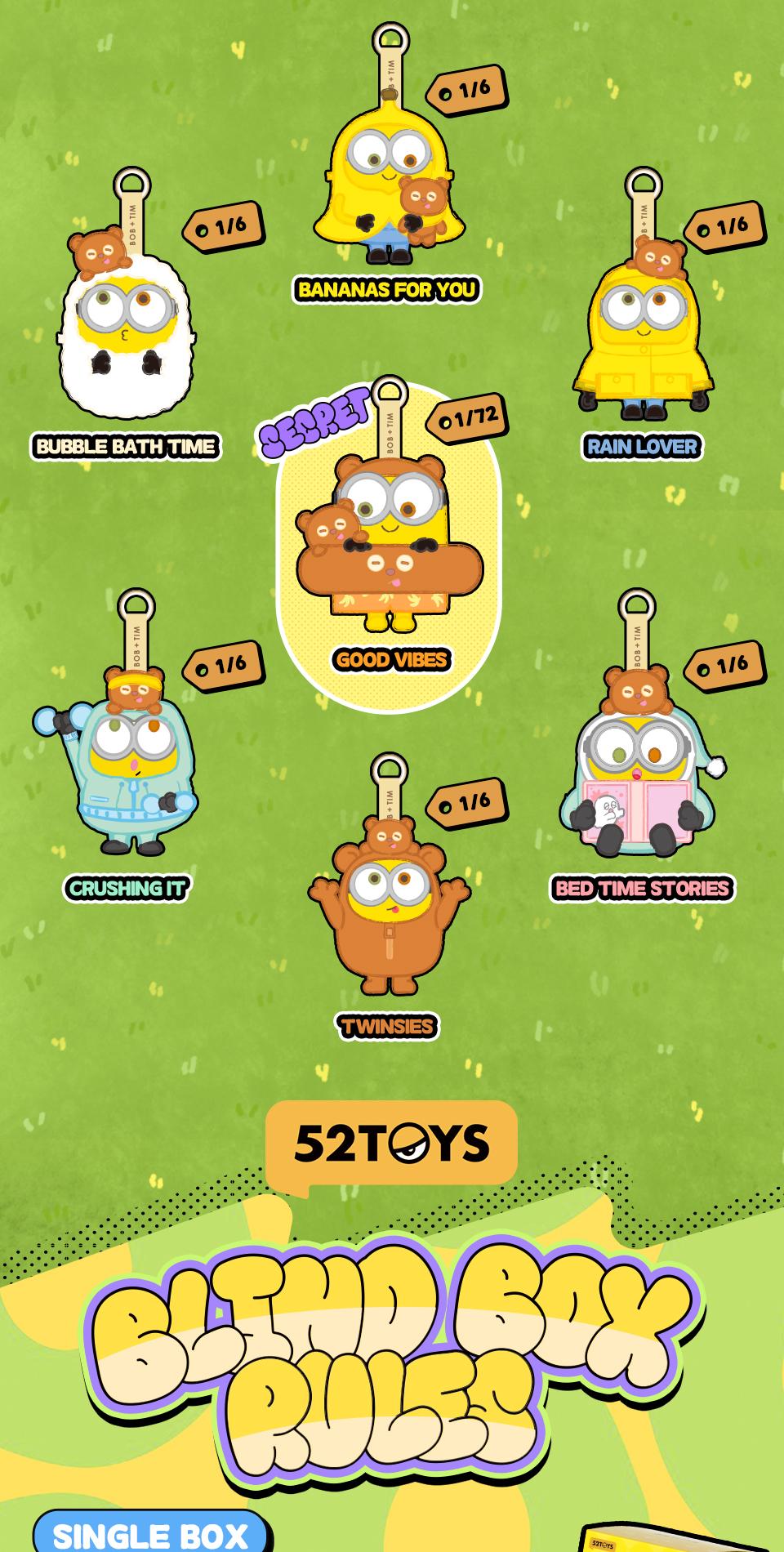 52TOYS Bob & Tim – Best Buddies Forever Series Vinyl Plush Keychain Blind Box Kawaii Creative Gift Room Decor Desktop Decoration Gift for  Birthday Party