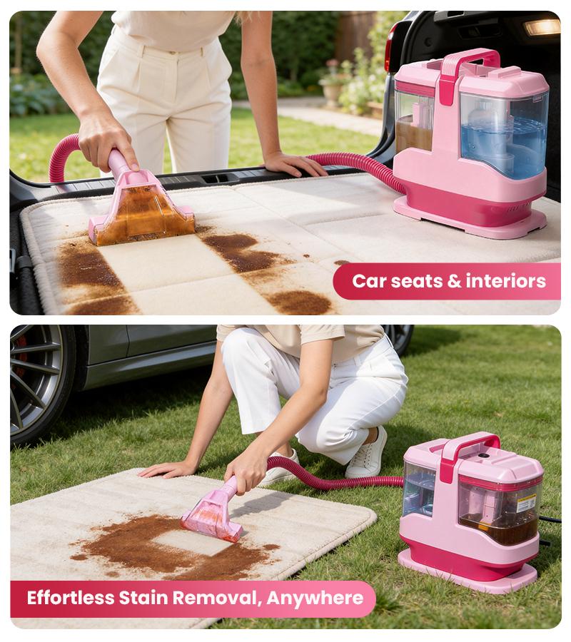 Upholstery Carpet Vacuum Cleaner, 18KPa Suction Spot Cleaning Machine for Pet Stains, Carpets, Sofa, Car Seats, Mattress, with 3 Multipurpose Cleaning Tools, 6'' Deep Cleaning Brush | Portable 3-in-1 Little Pink C9S pet lovers home essentials Summer Sale Upholstery Carpet Vacuum Cleaner, 18KPa Suction Spot Cleaning Machine for Pet Stains, Carpets, Sofa, Car Seats, Mattress, with 3 Multipurpose Cleaning Tools, 6'' Deep Cleaning Brush | Portable 3-in-1 Little Pink C9S pet lovers home essentials Summer Sale