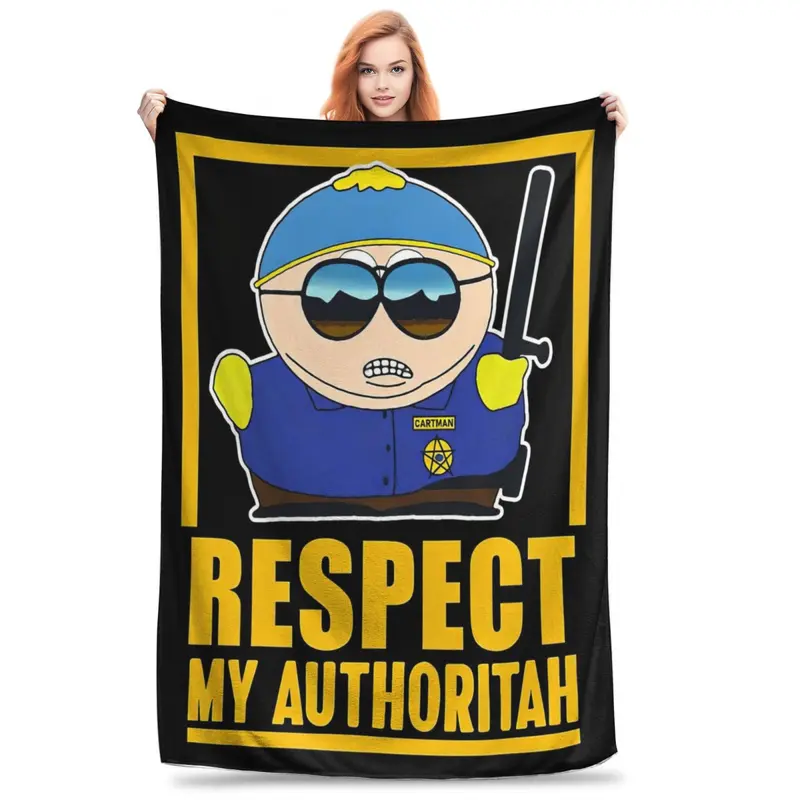 Cartman Respect My Authority Funny South Park Soft Flannel Throw Blanket,Cozy & Warm For Couch, Bed, Office, And Travel,Perfect Gift for New Years, Mother's Day, and Holiday Parties