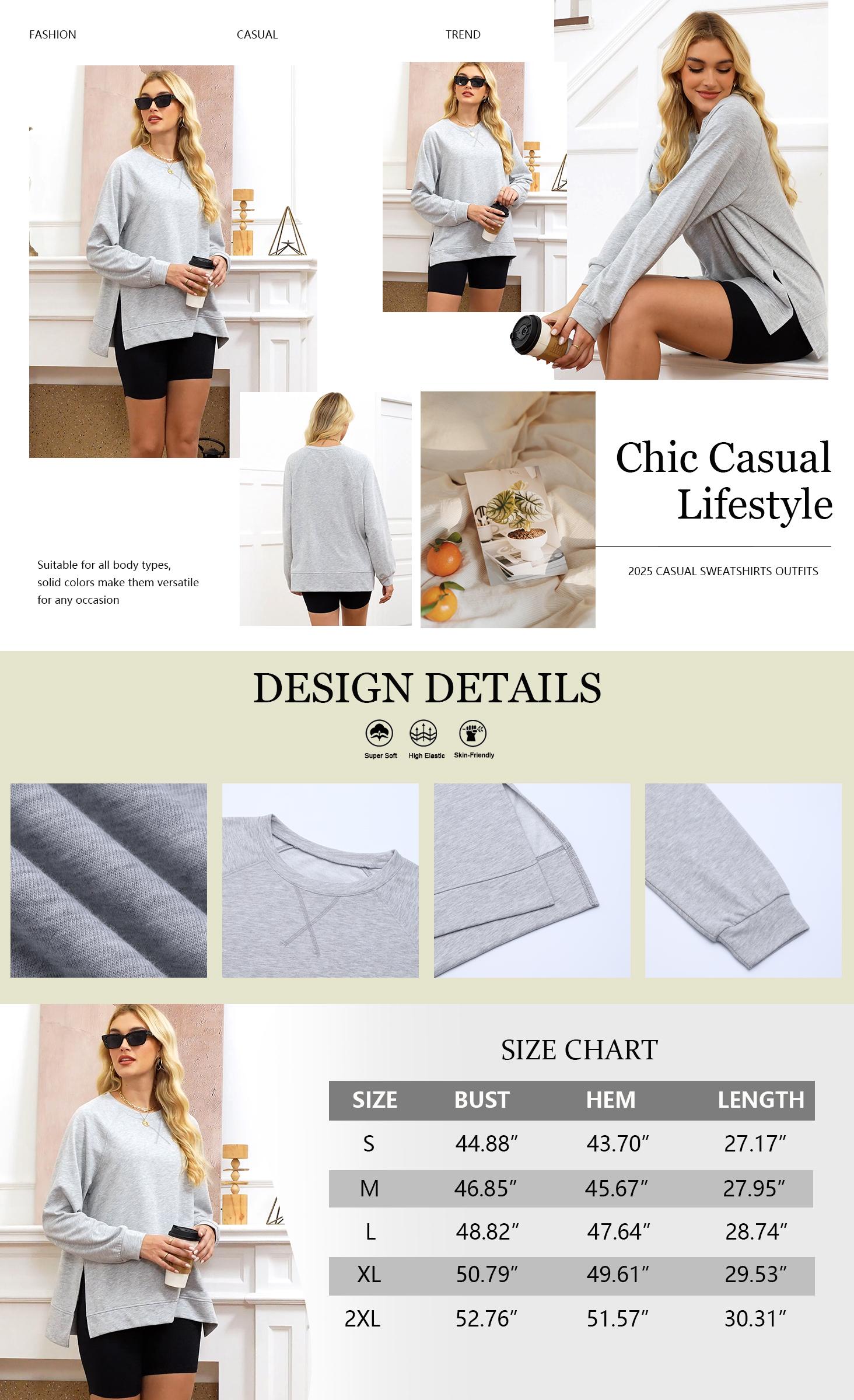 Angerella Women's Casual Crew Neck Sweatshirt Loose Soft Long Sleeve Pullover Tops SpringStatements