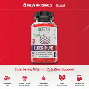 Zhou Elder-Mune Elderberry Gummies for Adults and Kids – European Elderberry, Vitamin C & Zinc Supplement for Immune Support