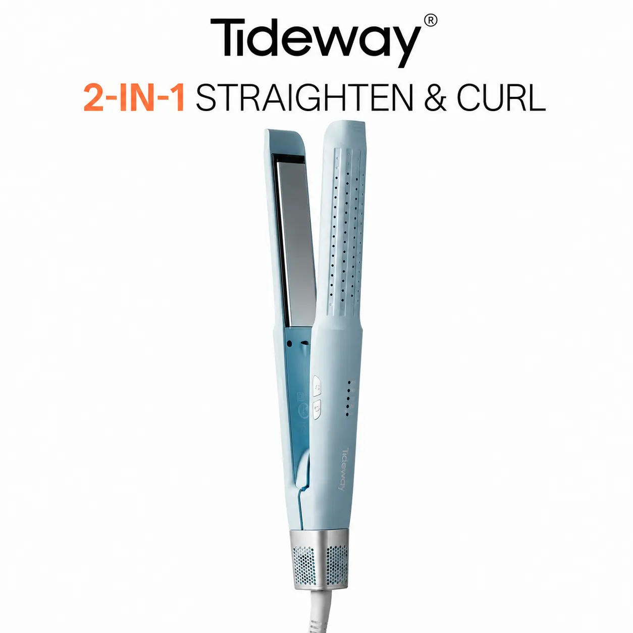 Tideway Glacier 2-in-1 Hair Straightener and Curler Tool - Heated Curler, Negative Ion Technology, Extra Wide Heating Plate, 360° Cool Air Styler, 4 Heat Settings, Lightweight Travel Flat Iron for All Hair Types tiktokshopbacktoschool, Hair Tools