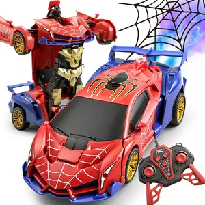 Spider RC Transform Car Toy, 2.4GHz Remote Control Deformation Robot Car with One-Button Transform, 360° Rotating Racing Toy for Boys Kids Gift