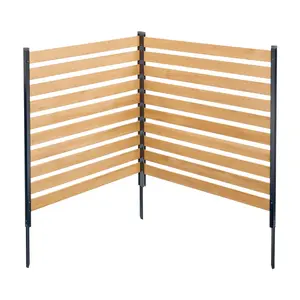 VEVOR Wood Privacy Fence,  , 38" W x 42" L, 2-Panel Slatted Air Conditioner Fence Screen, Pool Equipment Enclosure with Metal Stakes, Easy DIY Installation, Outdoor Trash Can Hider for Garden Decoration