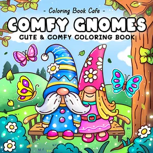 Comfy Gnomes Coloring Book – Cute Cozy Gnome Scenes for Adults & Teens | Hygge-Inspired Stress Relief | 32 Single-Sided Pages