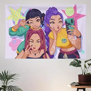 KPop Demon Hunters Huntrix Tapestry - Non-Electric K-Pop Poster  Decor - Perfect for K-Pop Fans Decoration Room