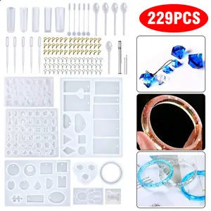 229Pcs Jewelry Resin Molds Kit - Silicone epoxy mold,DIY Art Craft for beginners,Handmade Crafts for Jewelry Making Pendant Mould Art Supplies