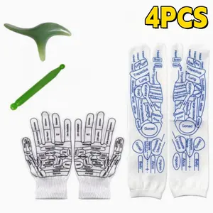 Set of 4 Reflexology Socks with Massage Tools, Unisex Pressure Point Socks for Acupressure And Stress money mini gifts