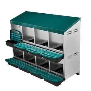 Chicken Nesting Box, 8 Compartment Roll Away Nesting Box for Laying Eggs, Wall Mount Chicken Nesting Boxes, Easy Egg Collection, Cleanable Pull Out Hen Roosting Boxes, 8 Holes, Green