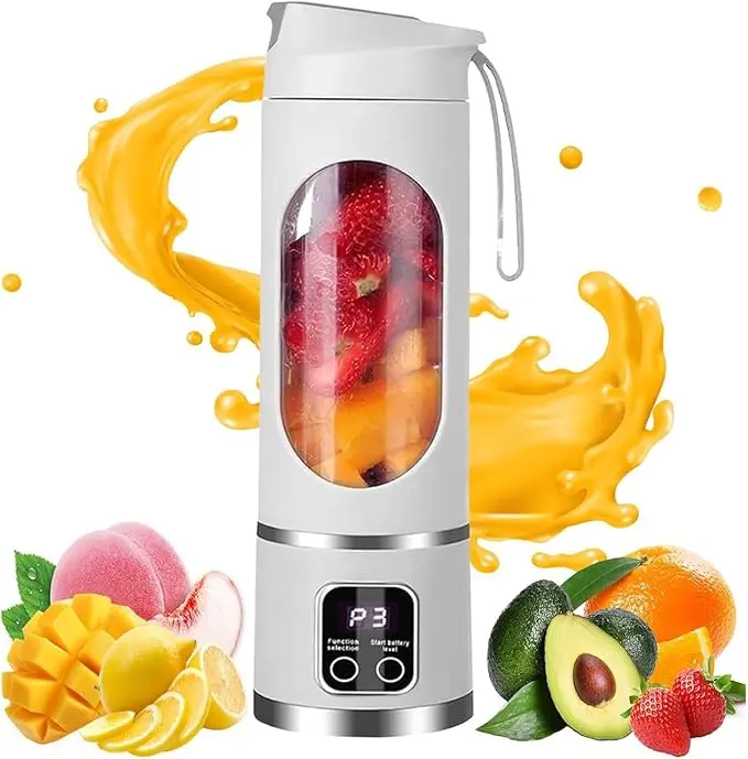 Portable Mini Juicer Blender Cup–USB Rechargeable Smoothie Maker & Ice Crusher,Best Mini Blender for Fresh Juice,Protein Shakes,Baby Food & Liquid Diets,Easy to Clean Personal Blender for Home,Office,Dorm,Back to School Gifts,Portable Vegetable Juicer Cup