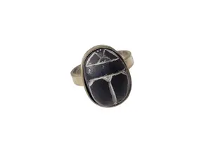 Egyptian Black and White Scarab Ring - Multiple Sizes - Made in Egypt