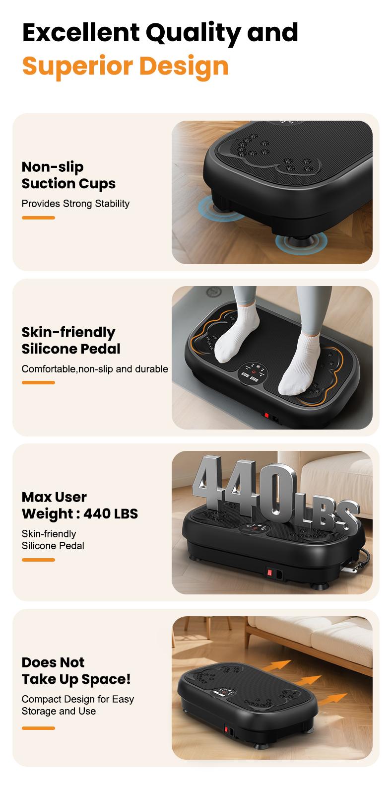 Relife Sports Vibration Plate for Lymphatic Drainage Magnetic Foot Massage Injury Rehabilitation Plate Exercise Body Workout for Women,Capacity Weight 440LbS