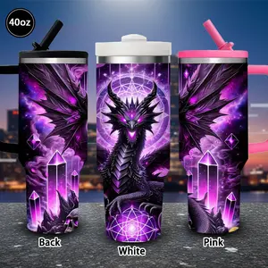 1 pc 40 oz Mystic Dragon Crystal Tumbler with lid and straw, winter insulated travel mug, gift for women and men, ideal for Valentine’s Day, Easter, birthday gifts, iced/hot coffee cup