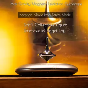 Floating Magnetic Levitation Spinning Top Gyroscope Zinc Alloy Inception Style Desk Balance Toy for Adult with 360° Auto Rotation Anti-Stress Fidget Spinner Decor, Creative Desktop Gift for Men Women Couples Friends