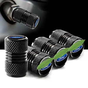 4-piece set of tire valve caps for Ford models, corrosion-resistant, universal aluminum alloy dust caps, made of metal, dustproof and waterproof, durable, suitable for cars, bicycles, and motorcycles, practical!