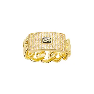 Men's Cuban Style Ring - Copper & Zircon, Hip-HopFashion, Trendy & Minimalist Design, Waterproof, Rust-Resistant, Fade-Proof, Unique & Bold, Perfect Valentine'sDay Gift for Him