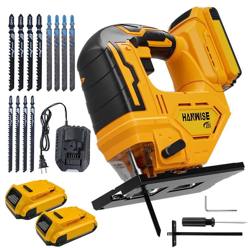 Cordless Jig Saw Brushless Jigsaw for 3 Orbital Settings, Brushless Motor, LED Light, Variable Speed 2900RPM, 3 Orbital Action, 12 Blades for Cutting, 0-45°Bevel Cuts