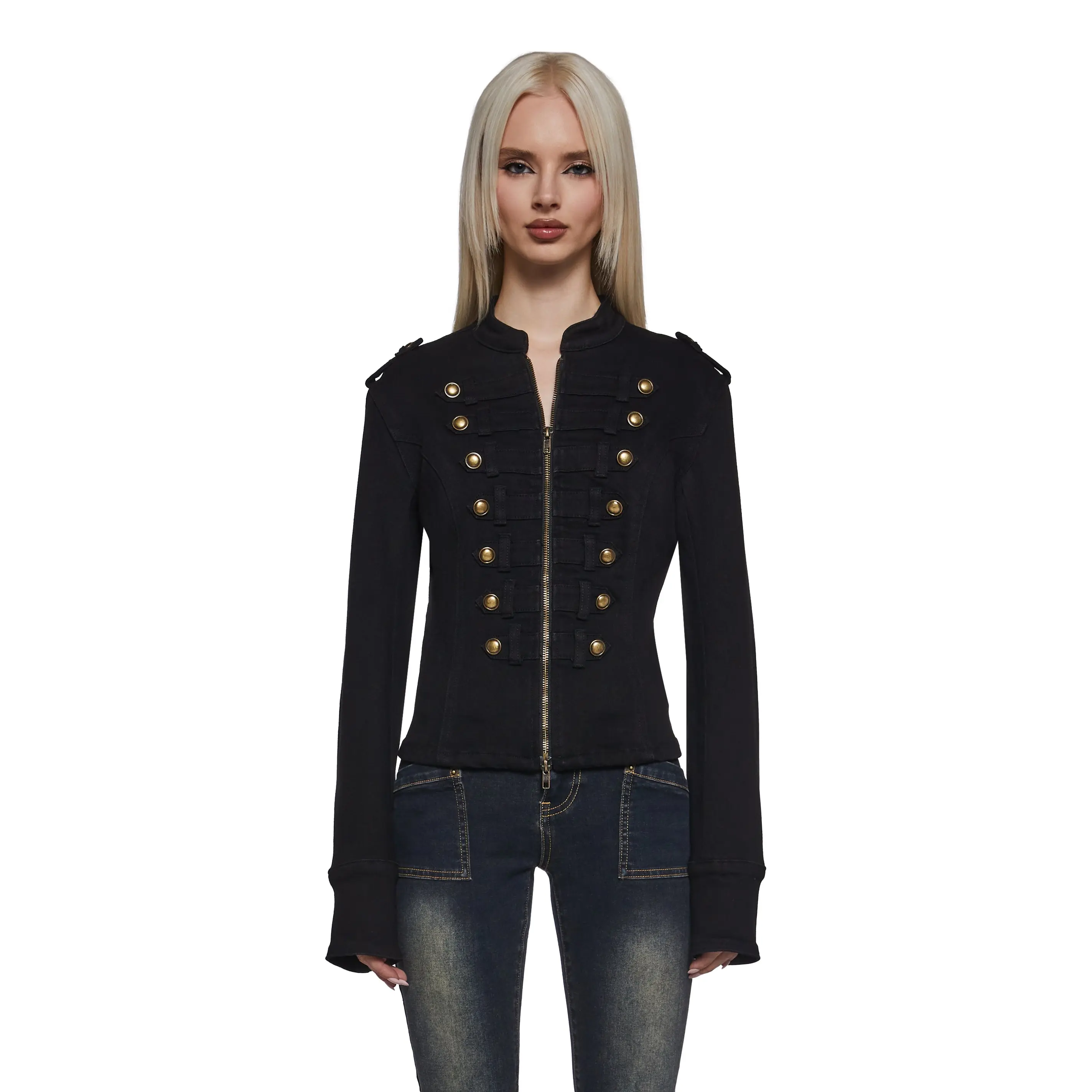 Military Parade Twill Jacket - Black