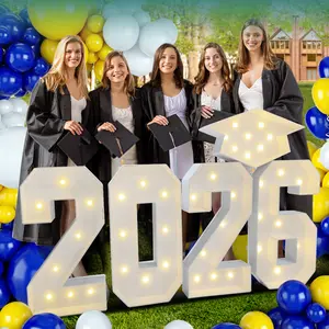 2026 Graduation Party Decorations - 2.3FT Pre-Cut 2026/GRAD/26 Marquee Letter Sign with Light - Mosaic Foam Board Includes Glue Gun Balloons for Kindergarten Preschool College Prom