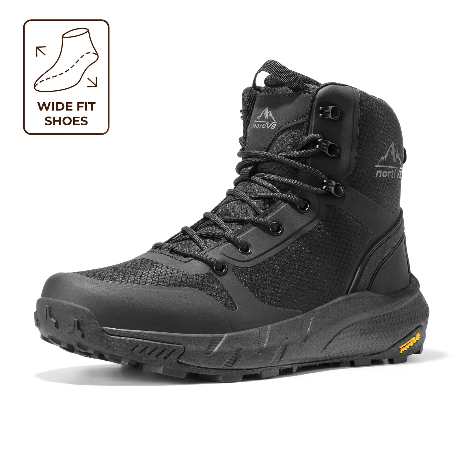 【Wide Fit】NORTIV 8 Men's Wide Feet Military Tactical Boots - Durable Outdoor Hiking, Trekking Camping Shoes with Side Zipper, Lightweight Comfort, EVA Rubber Sole for All-Day Work,summervibes tiktokshopspringglowup Bunion Shoes,summerwins tiktokshopbackto