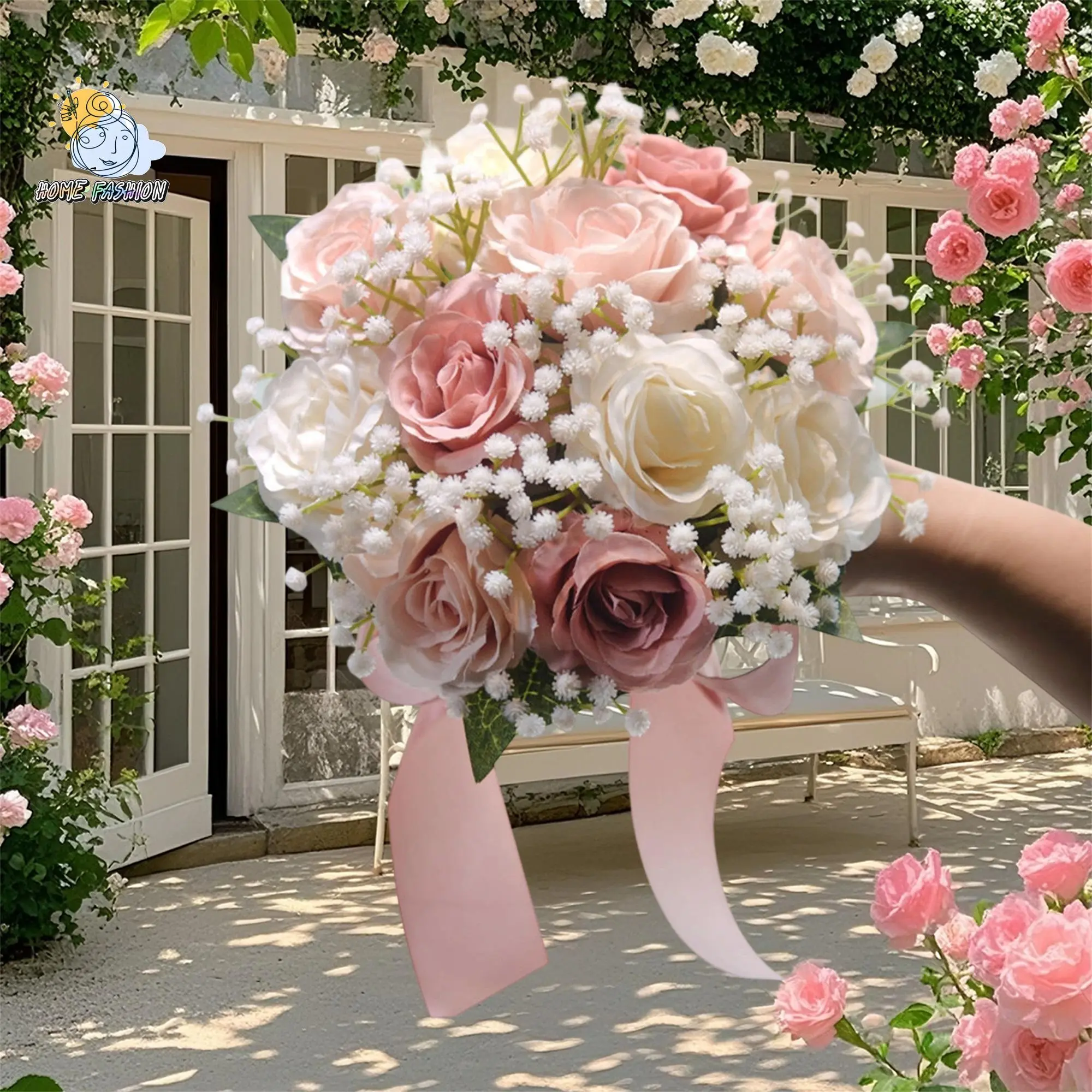 Wedding Bouquet Artificial Rose Bouquets Bridal Wedding Photo Booth Props Wedding Decorations Silk And Satin Hand - Woven Bouquets, Special Wedding Flowers
