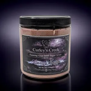 Goat Milk Foaming Sugar Scrub | Stormy Nights | Exfoliating Skincare | Dark Floral & Patchouli | Curley’s Creek®