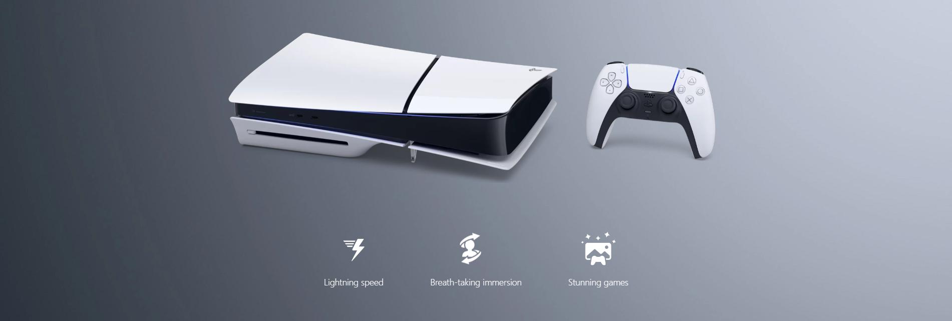 PlayStation 5 Slim - Digital Console, lightning-fast loading, haptic feedback, adaptive triggers, 3D Audio - Games